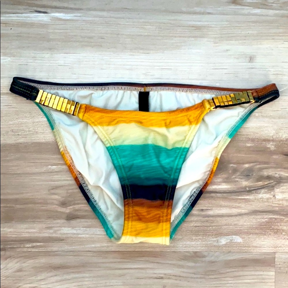 ❤️ Vix Swimwear Bikini Bottom Green Brown Gold Size XS NWT